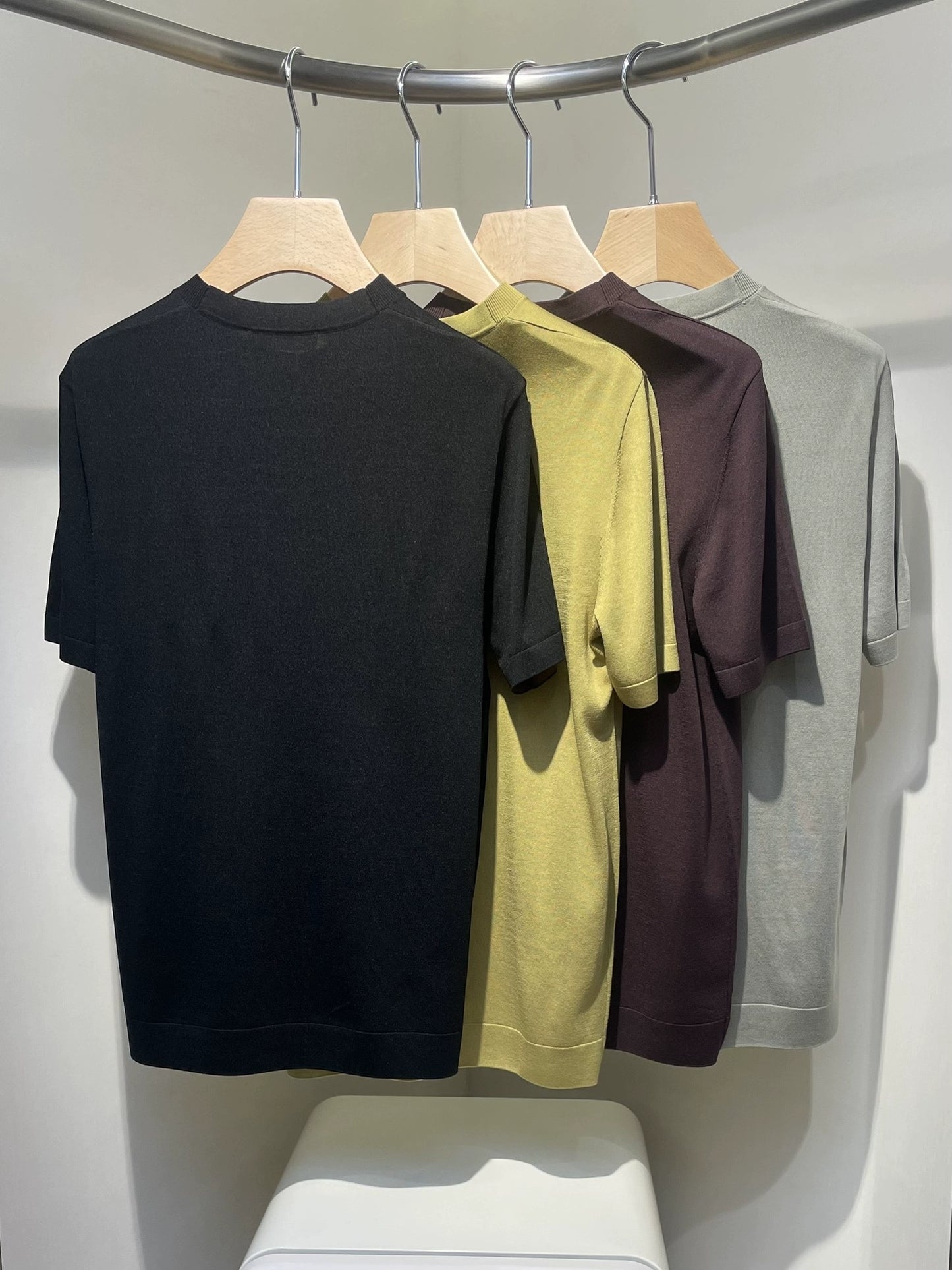 LP Italy 25ss Solid Color Comfortable Crew Neck Knitted Sweater Men's Casual Short Sleeve T-Shirt
