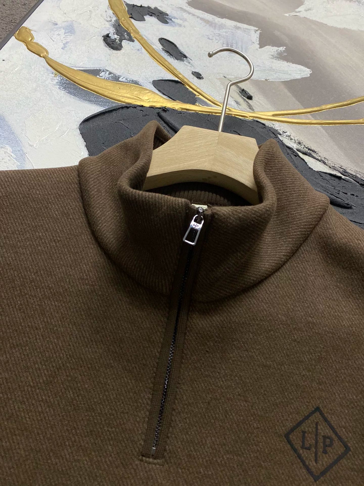 LP Italian autumn and winter comfortable casual fashion thickened half-height zipper stand-up collar sweater