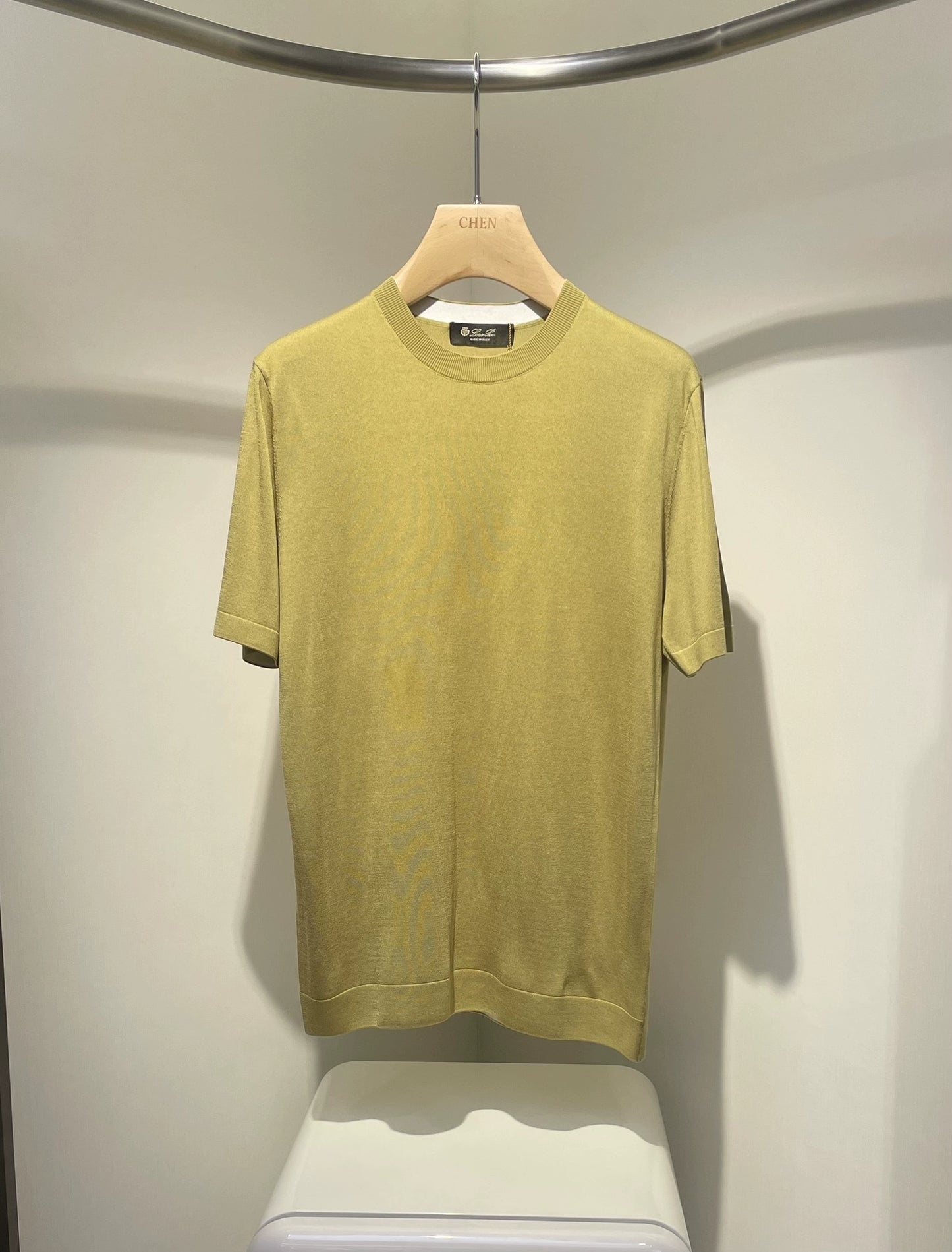 LP Italy 25ss Solid Color Comfortable Crew Neck Knitted Sweater Men's Casual Short Sleeve T-Shirt
