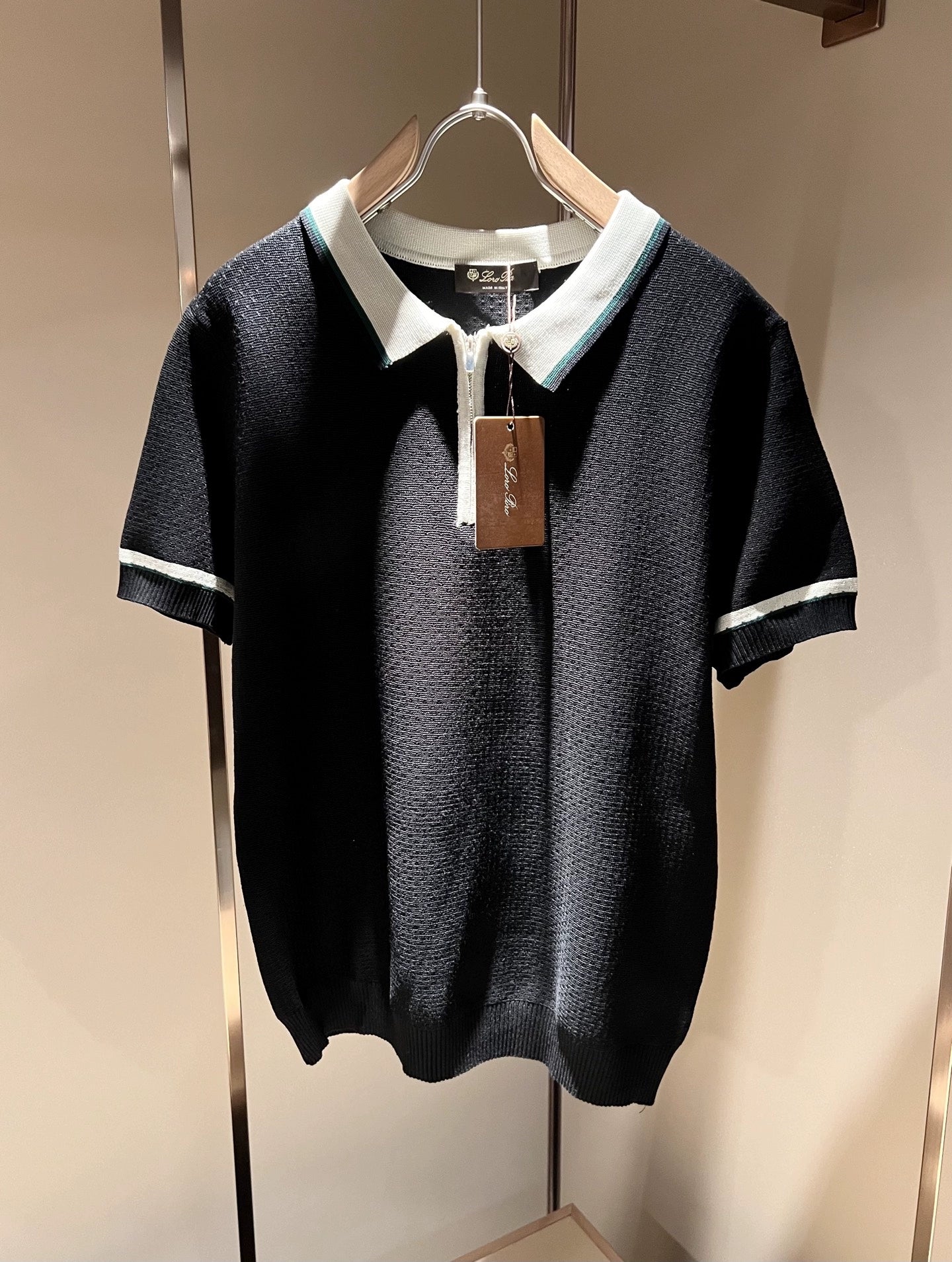 LP Italy 25ss comfortable lapel zipper knitted polo shirt men's casual short sleeves