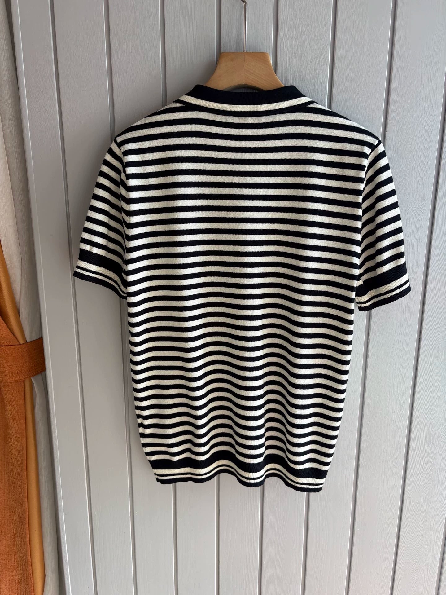 LP Italy 25ss striped V lapel knitted sweater men's casual short-sleeved polo shirt