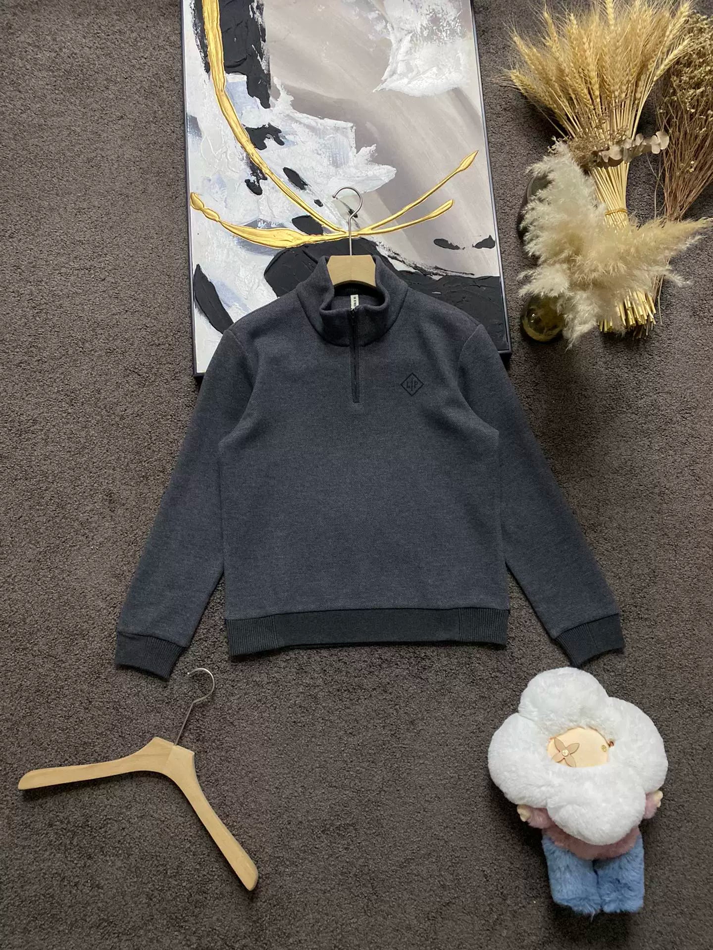 LP Italian autumn and winter comfortable casual fashion thickened half-height zipper stand-up collar sweater