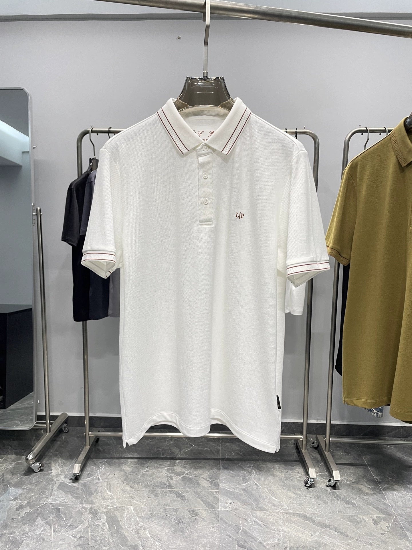 LP Italy 25ss pearl cotton lapel men's casual polo shirt short sleeve