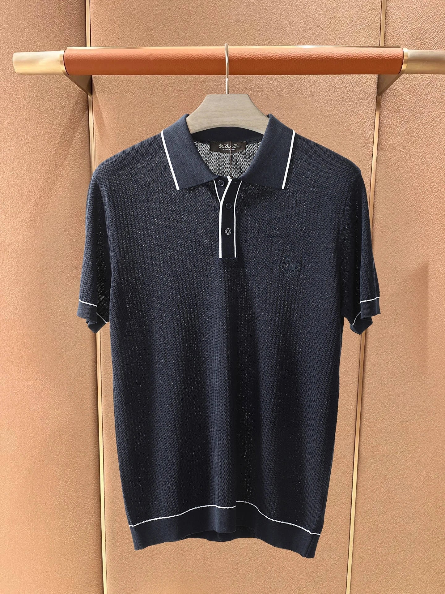 LP Italy 25ss business lapel knitted sweater men's casual short-sleeved polo shirt
