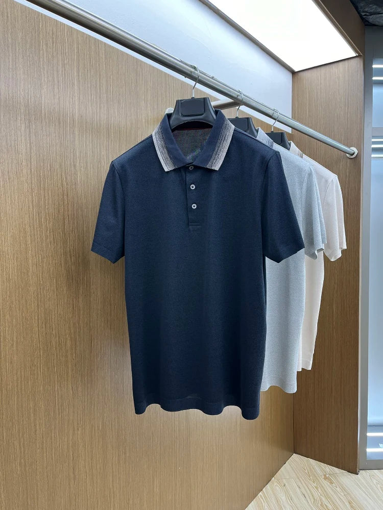 LP Italy 25ss comfortable micro-elastic lapel casual short-sleeved polo shirt