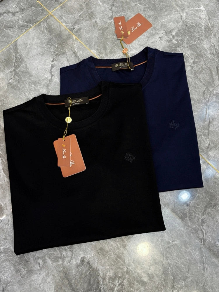 LP Italy 25ss Mercerized Cotton Crew Neck Bottom Half Sleeve Casual Short Sleeve T-Shirt