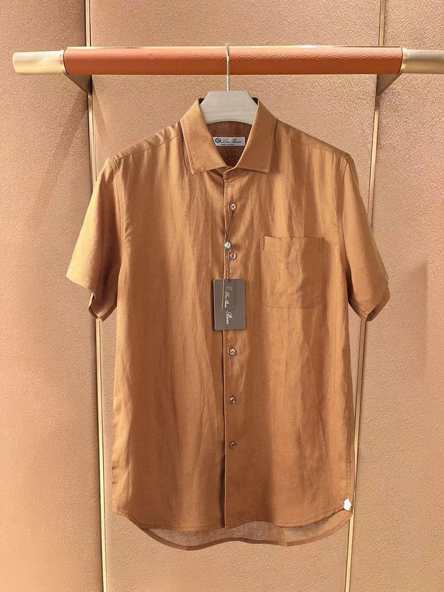 LP Italian Pocket Linen Casual Short Sleeve Breathable Shirt