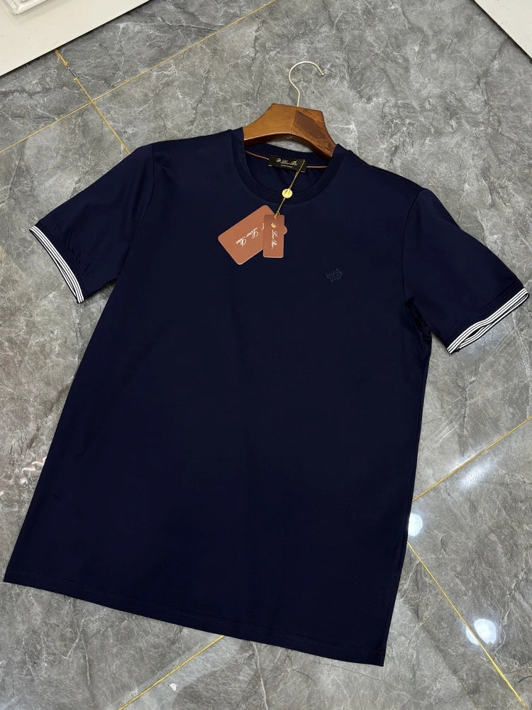 LP Italy 25ss Mercerized Cotton Crew Neck Bottom Half Sleeve Casual Short Sleeve T-Shirt