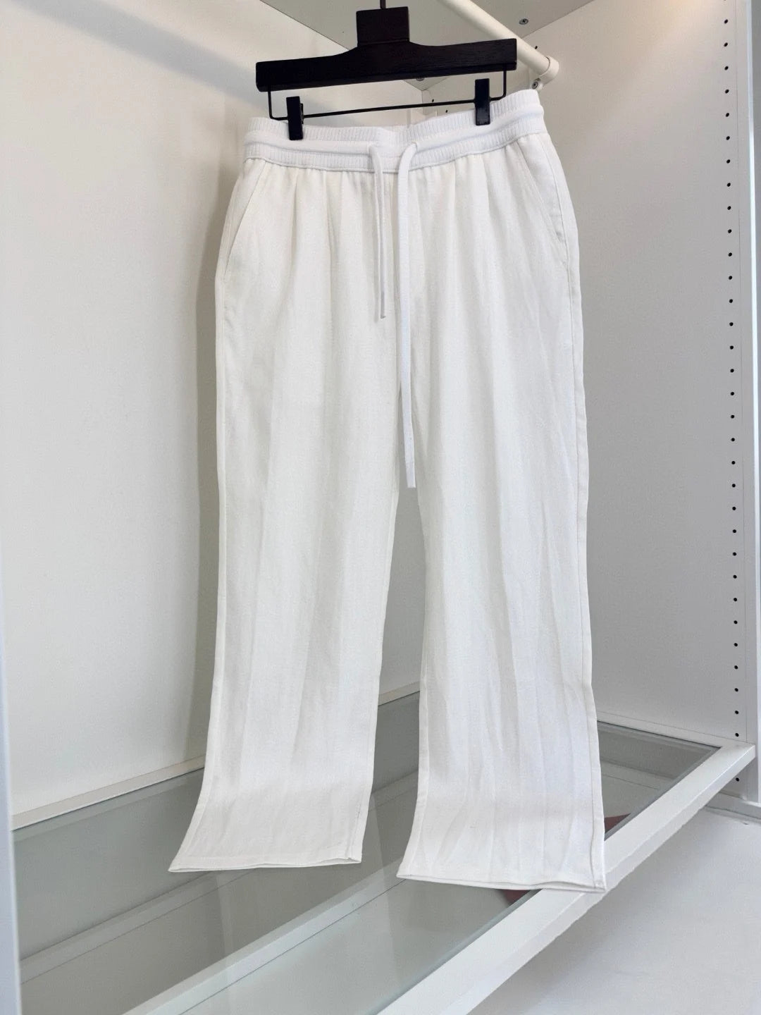 LP Italian old money style 25ss linen tencel elastic waist tether straight casual pants