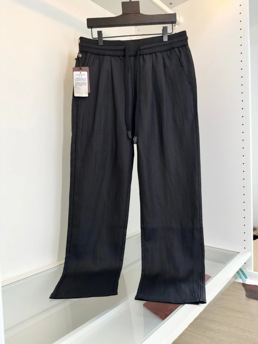 LP Italian old money style 25ss linen tencel elastic waist tether straight casual pants