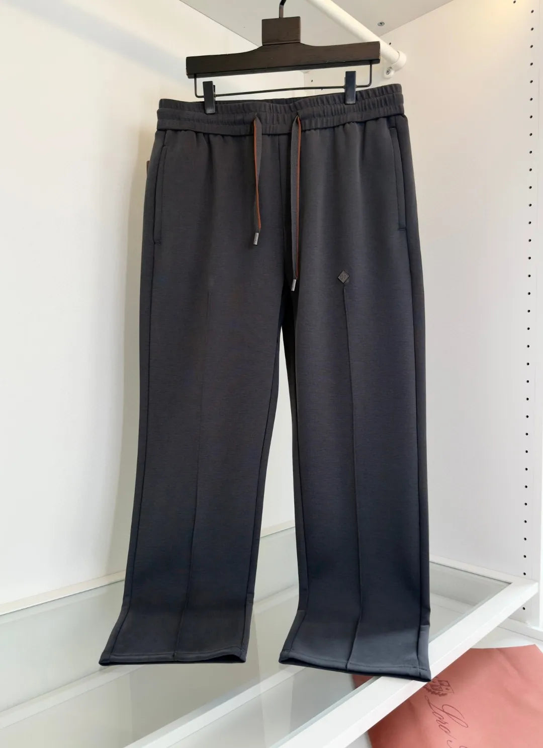 LP Italian 25ss cotton-blend soft elastic waist tether straight casual pants