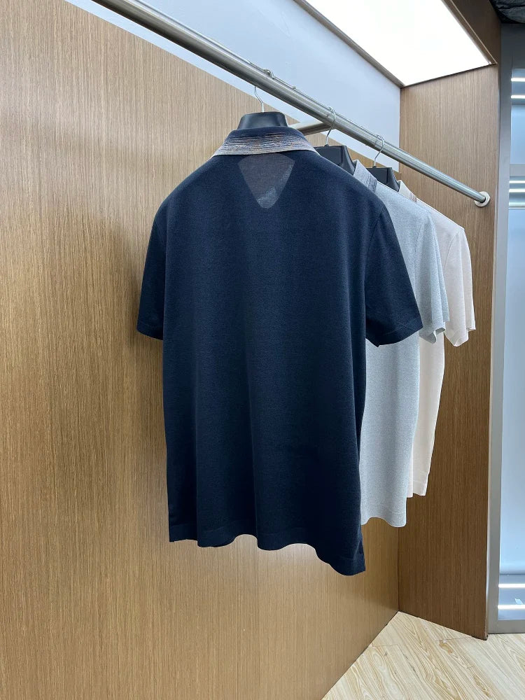 LP Italy 25ss comfortable micro-elastic lapel casual short-sleeved polo shirt