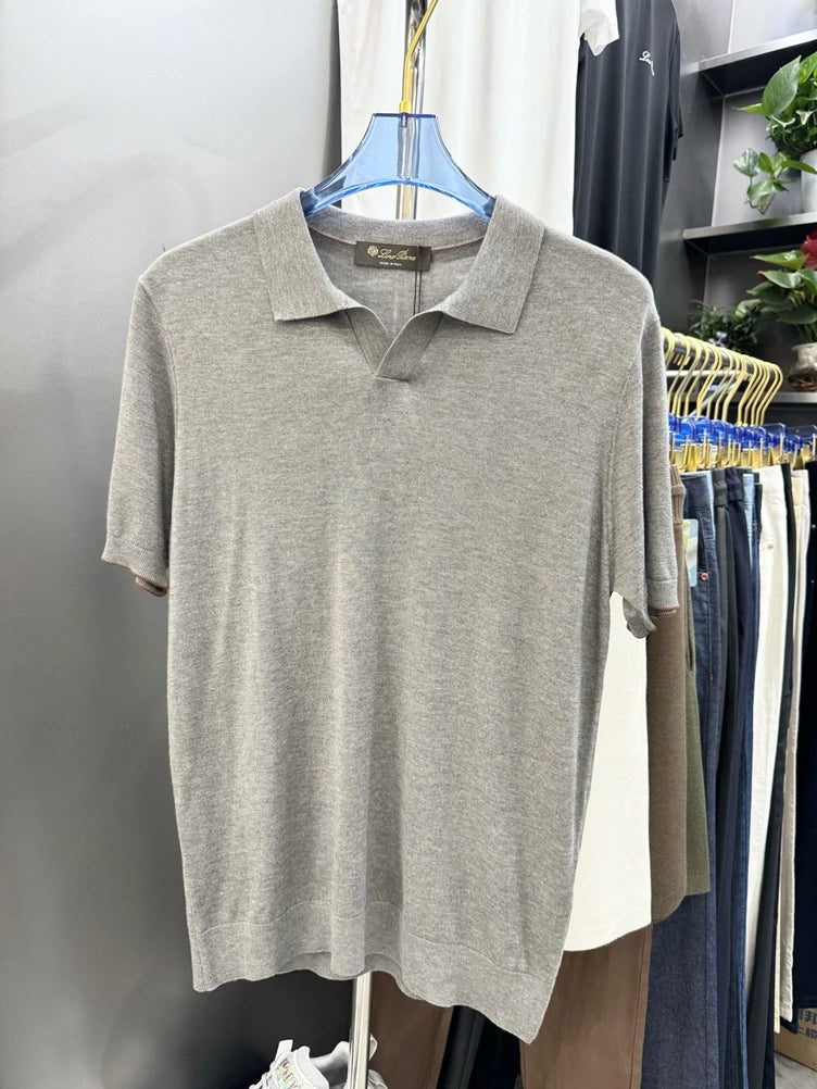 LP old money wind knitted business casual lapel short-sleeved T-shirt POLO shirt