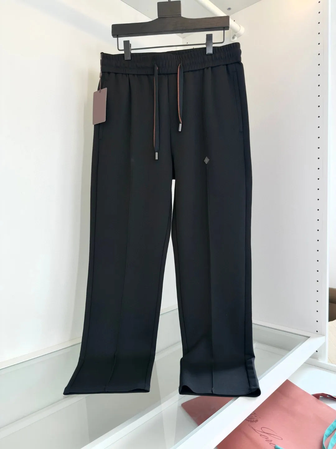 LP Italian 25ss cotton-blend soft elastic waist tether straight casual pants
