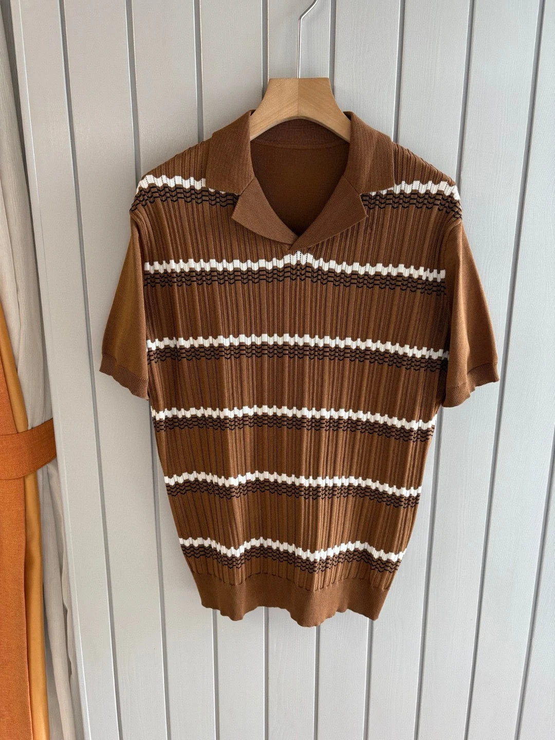 LP 25ss rhombus cashmere mulberry silk lapel short-sleeved casual polo shirt