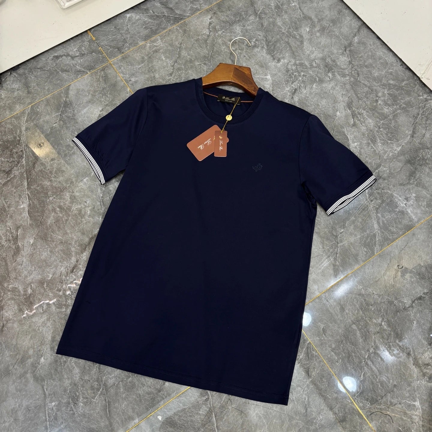 LP Italy 25ss Mercerized Cotton Crew Neck Bottom Half Sleeve Casual Short Sleeve T-Shirt