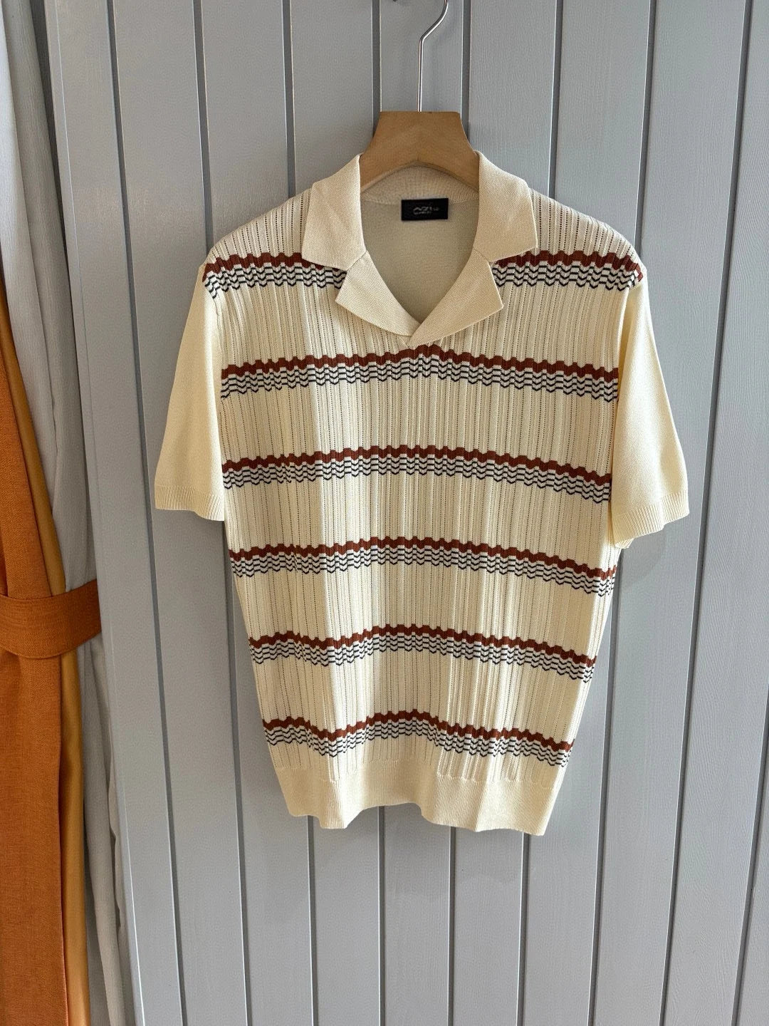 LP 25ss rhombus cashmere mulberry silk lapel short-sleeved casual polo shirt