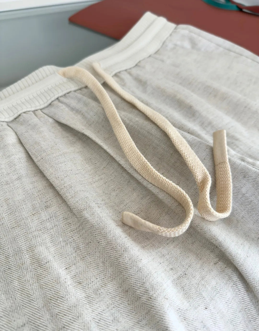 LP Italian old money style 25ss linen tencel elastic waist tether straight casual pants