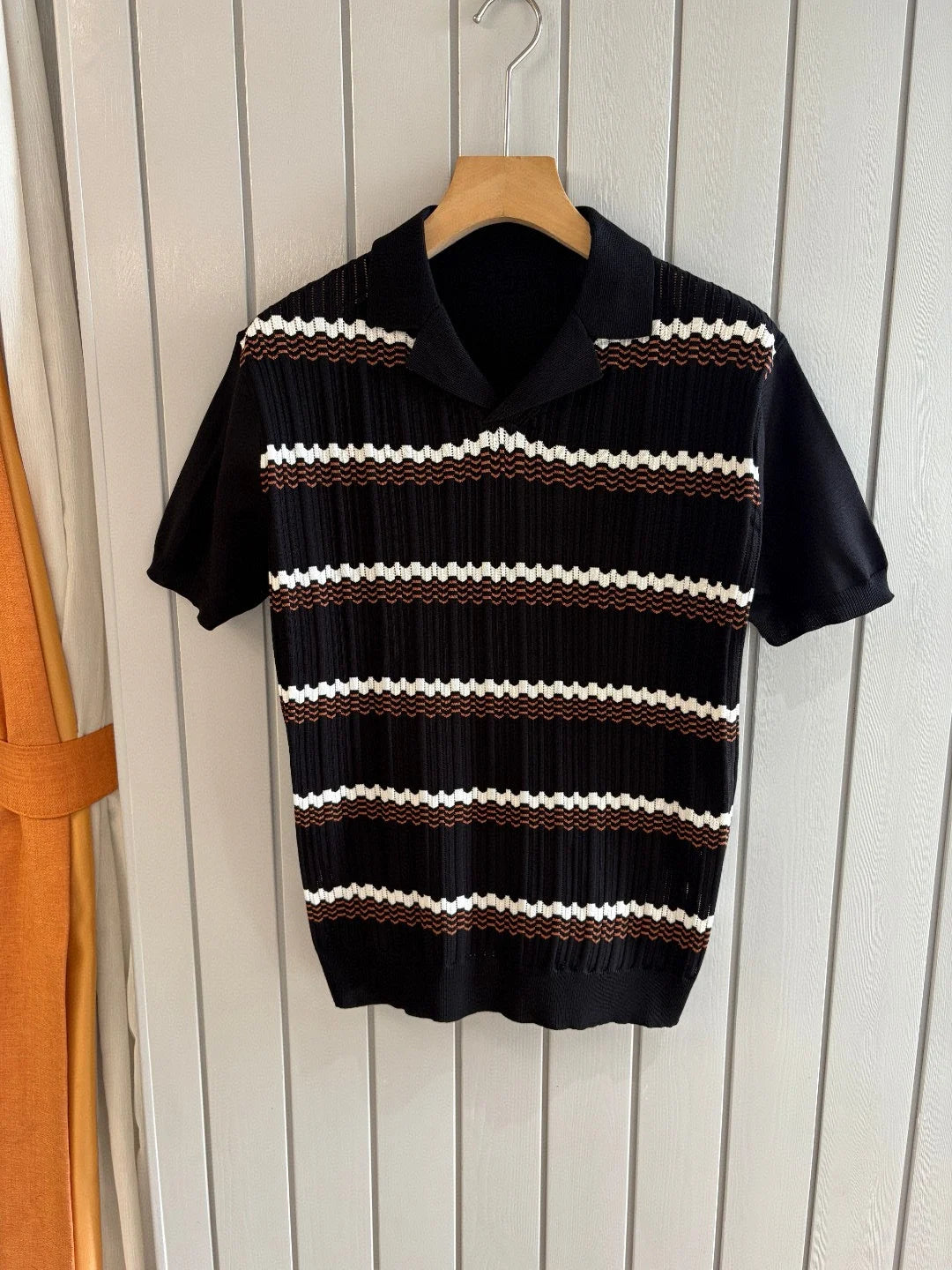 LP 25ss rhombus cashmere mulberry silk lapel short-sleeved casual polo shirt