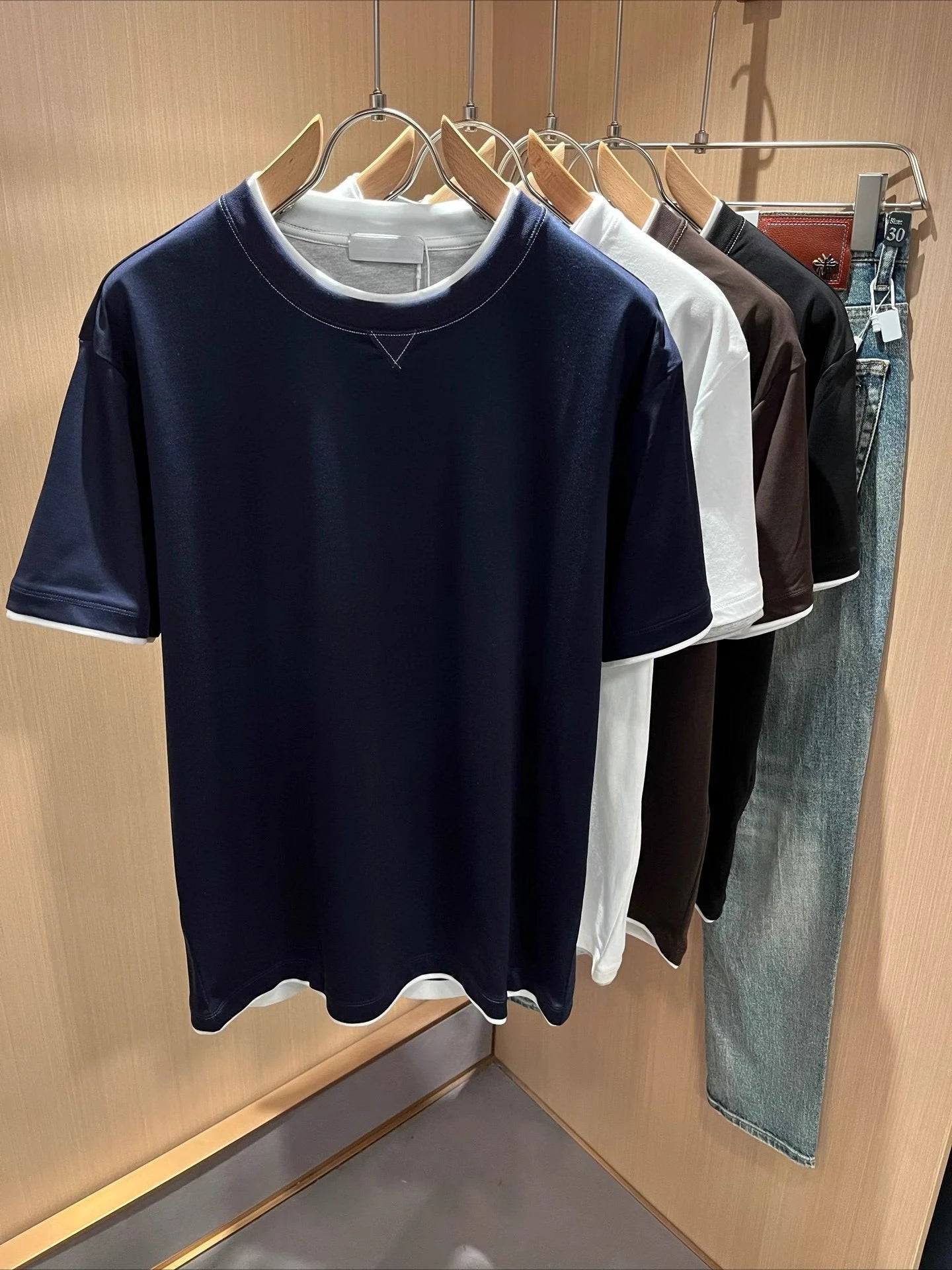 BC Italy 25ss long-staple cotton breathable fake two-piece casual old money wind short-sleeved T-shirt