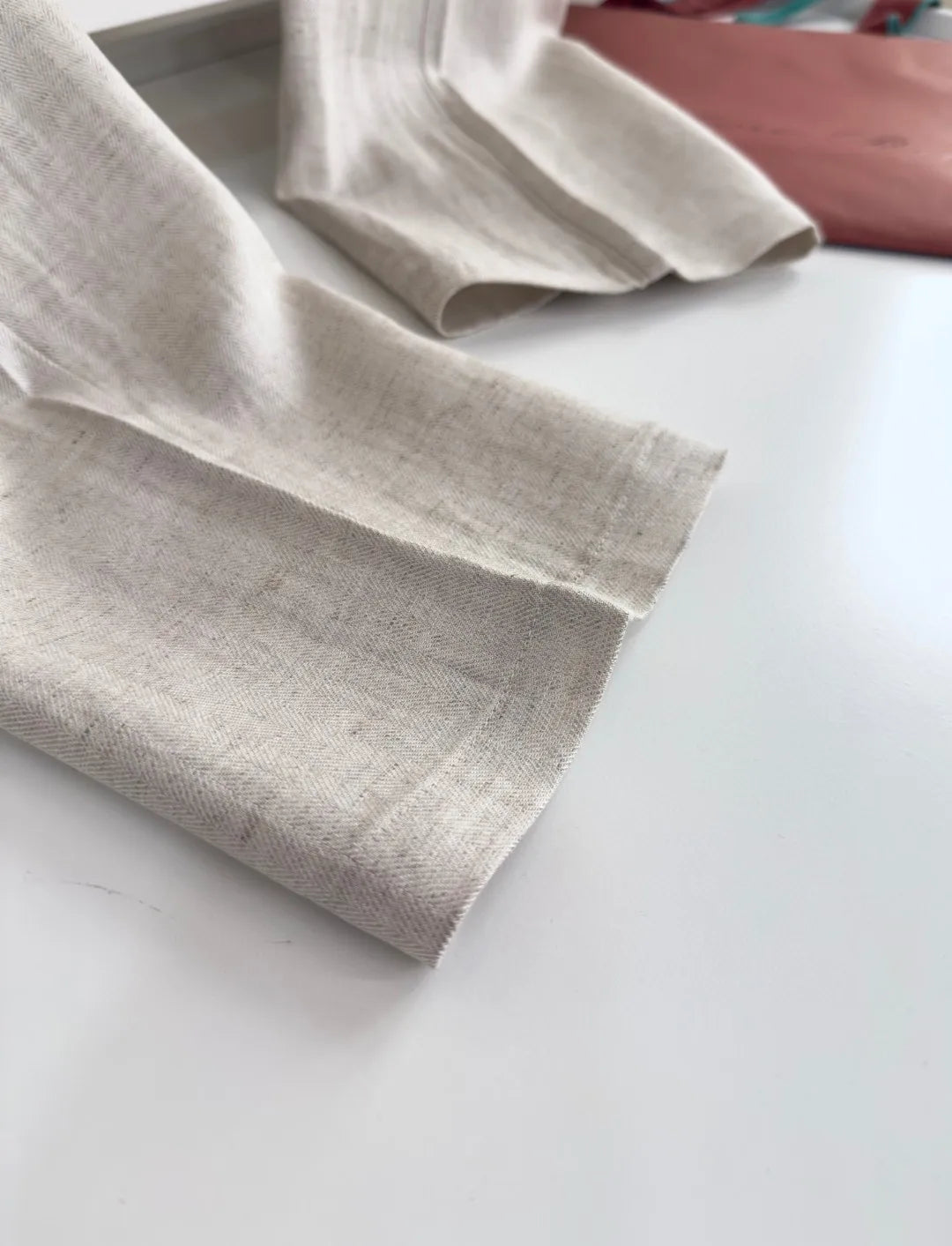 LP Italian old money style 25ss linen tencel elastic waist tether straight casual pants