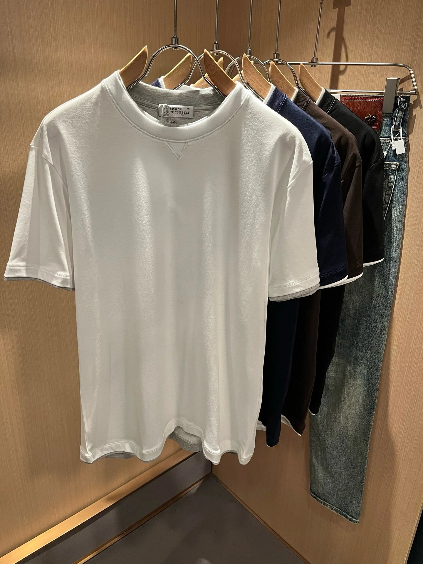 BC Italy 25ss long-staple cotton breathable fake two-piece casual old money wind short-sleeved T-shirt