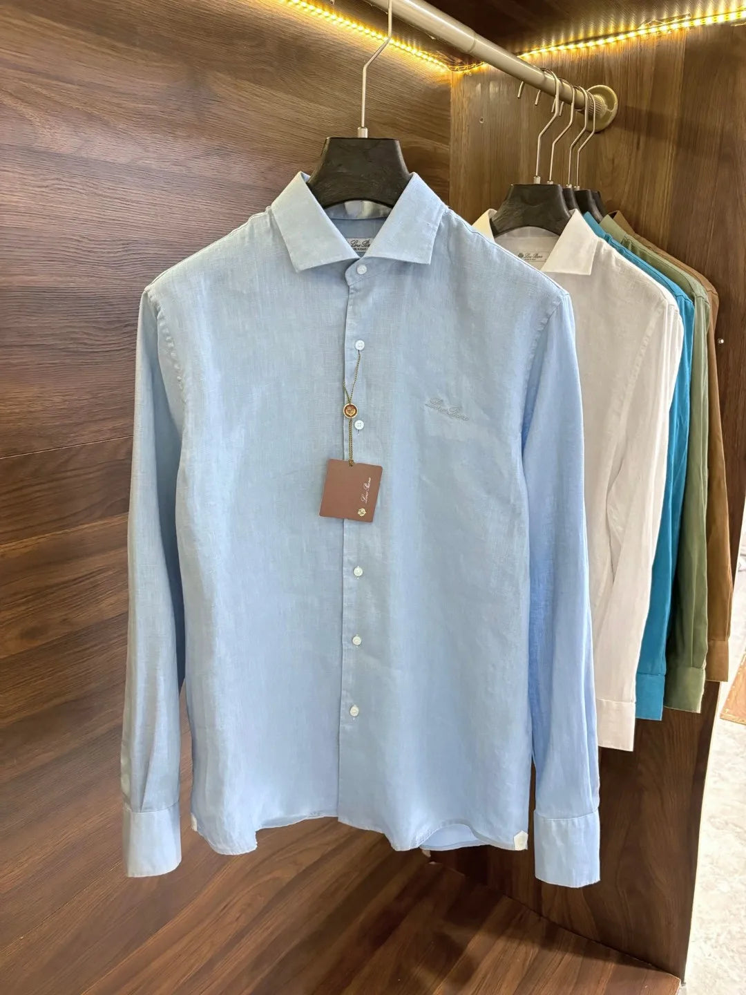 LP Italian Light Luxury Men's 100% Linen Business Casual Elegant Long Sleeve Shirt