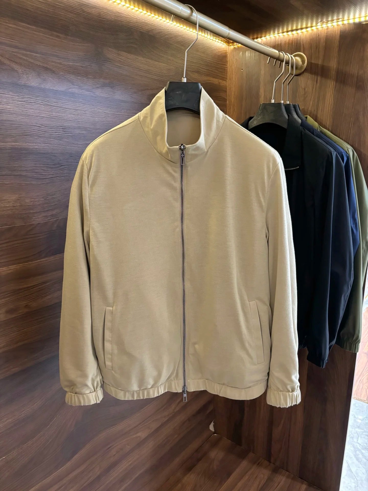 LP Italy 25ss solid color double-sided wear stand-up collar casual jacket