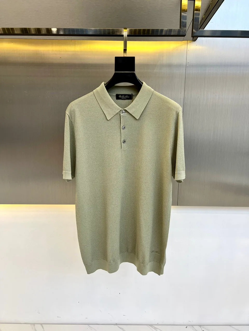 LP Italian old money wind 25ss cotton blended knitted lapel short-sleeved casual polo shirt