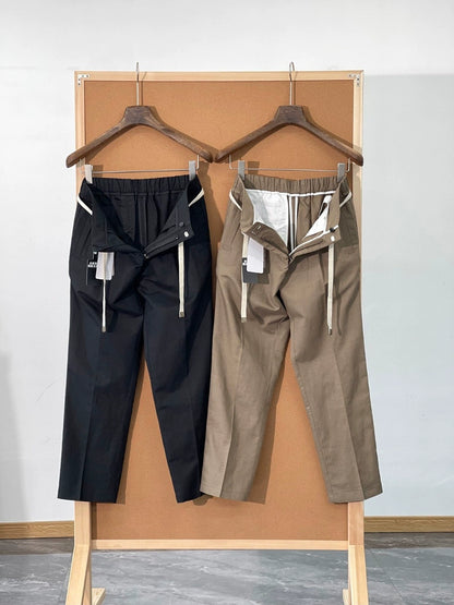 LP Italian 25ss old money solid color straight trousers men's drawstring elastic waist casual pants