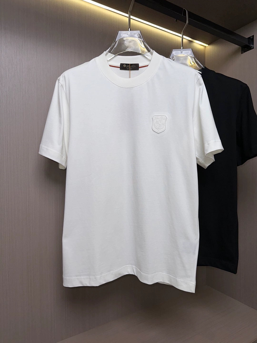 LP Italian 25ss embroidered label pure cotton breathable bottoming shirt men's casual crew neck short-sleeved T-shirt