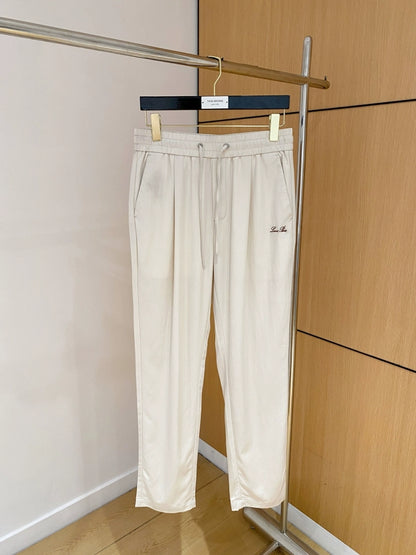 LP Italy 25ss Comfortable Sports Drawstring Tencel Men's Straight Casual Pants