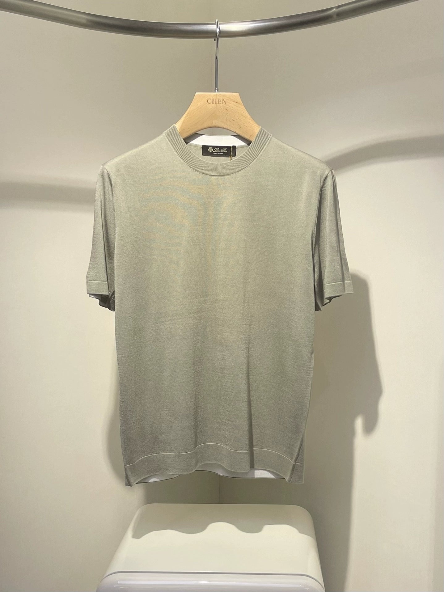 LP Italy 25ss Solid Color Comfortable Crew Neck Knitted Sweater Men's Casual Short Sleeve T-Shirt