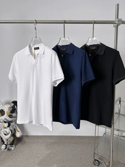 LP Italy 25ss business fashion comfortable men's casual V lapel polo shirt short sleeve