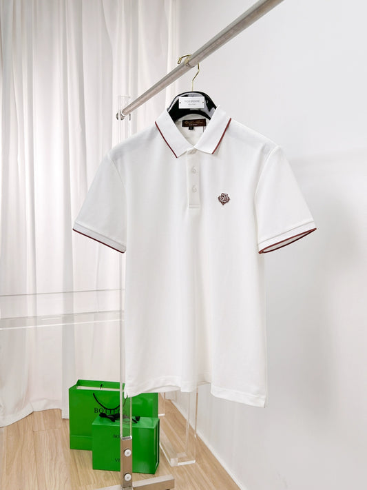 LP Italy 25ss pearl cotton breathable lapel casual short-sleeved polo shirt