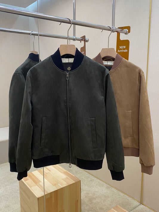 LP Italian Suede Baseball Collar Airplane Jacket Men's Versatile Casual Jacket