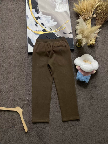 LP autumn and winter warm and comfortable straight drawstring men's casual velvet casual pants