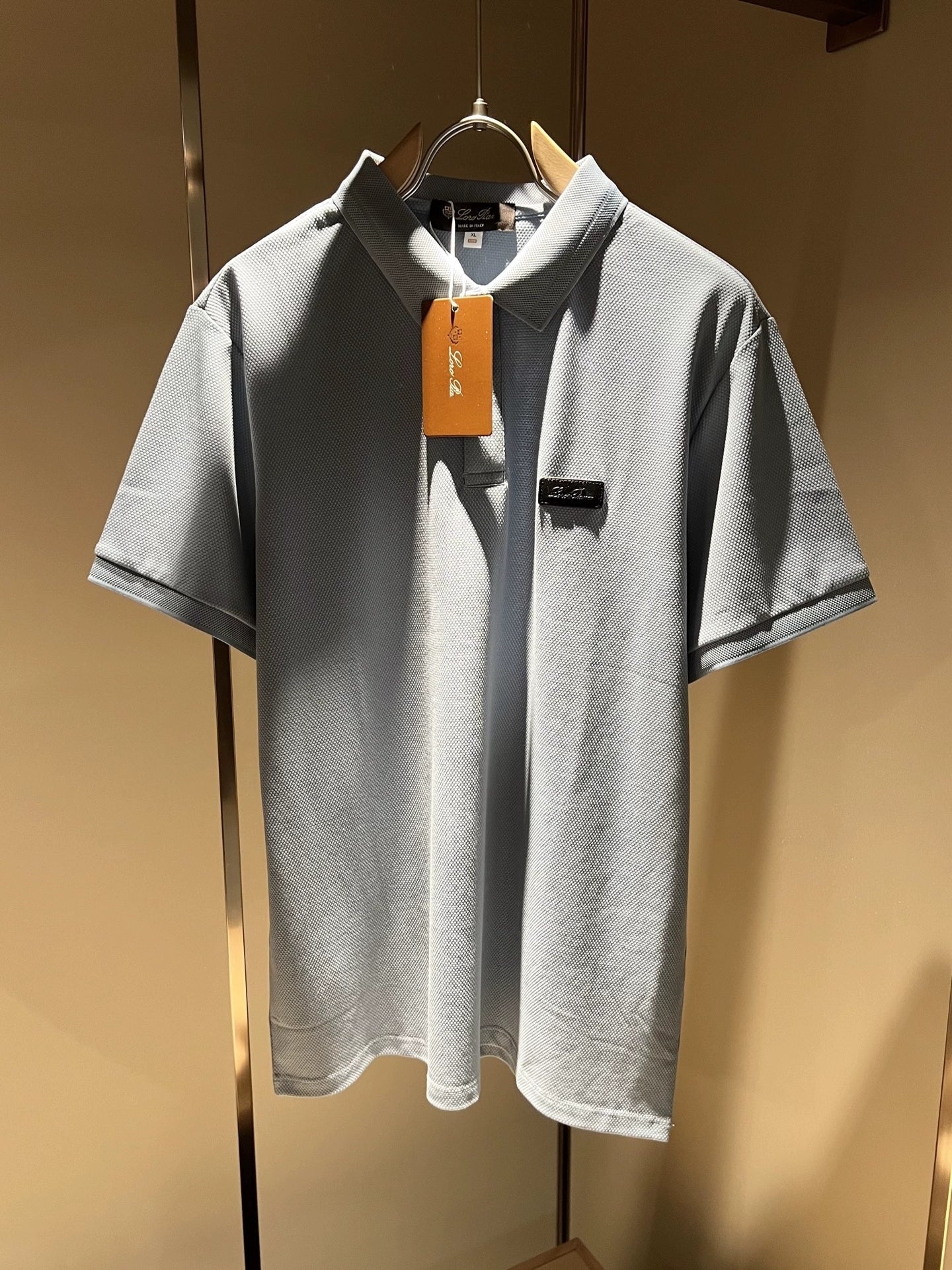 LP Italy 25ss simple pearl cotton men's casual lapel polo shirt short sleeve