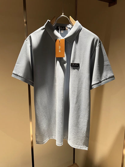LP Italy 25ss simple pearl cotton men's casual lapel polo shirt short sleeve