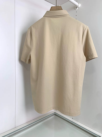 LP Italy 25ss simple business fashion embroidered lapel men's casual short-sleeved polo shirt