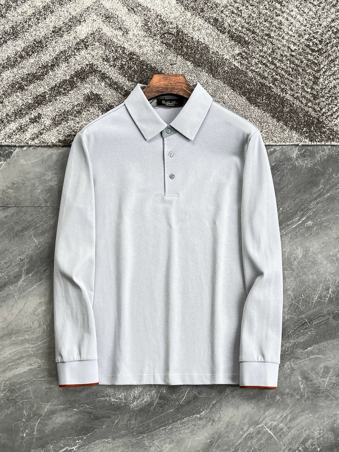 LP Italy 25ss simple business pearl cotton lapel men's casual long-sleeved polo shirt