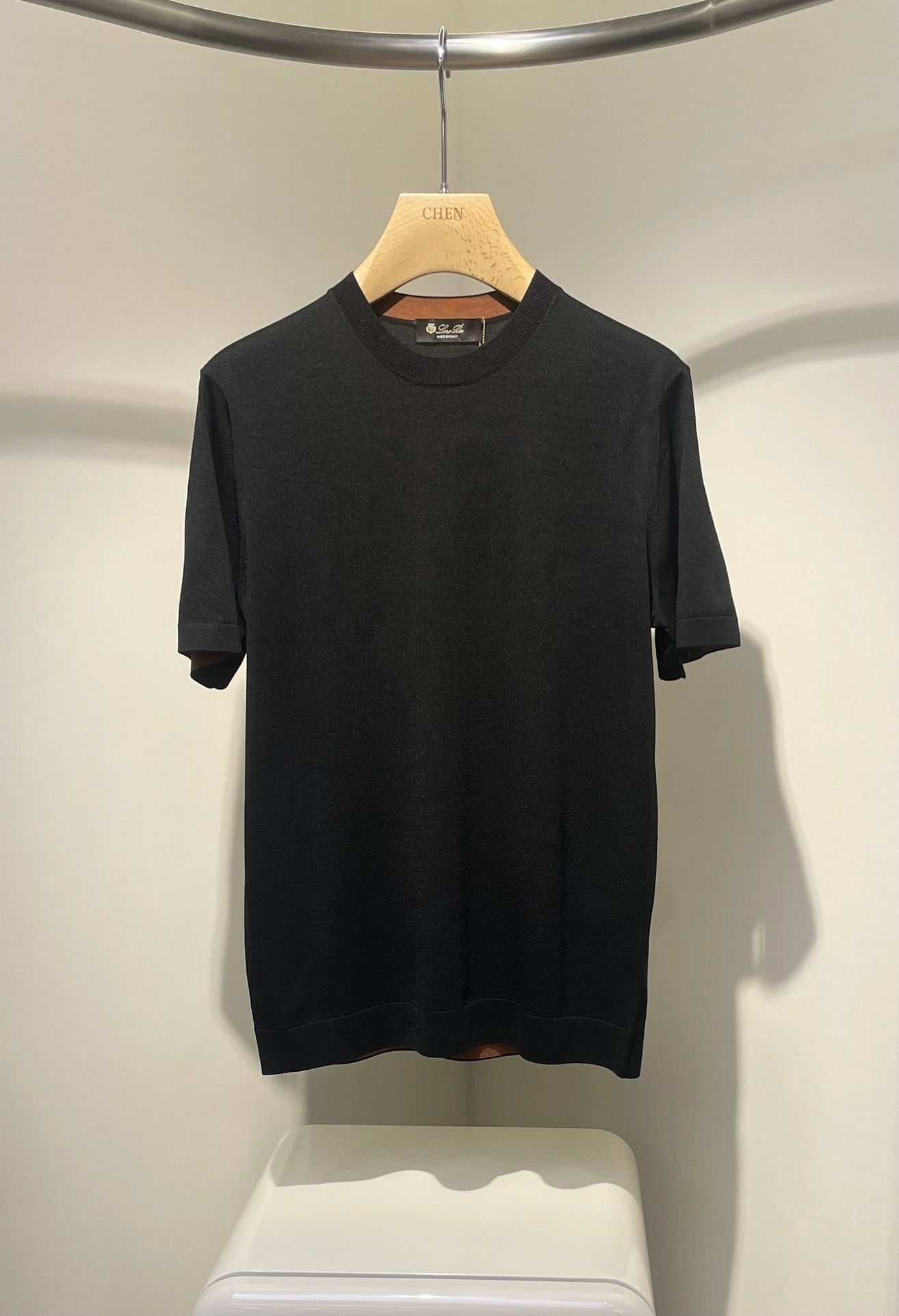 LP Italy 25ss Solid Color Comfortable Crew Neck Knitted Sweater Men's Casual Short Sleeve T-Shirt