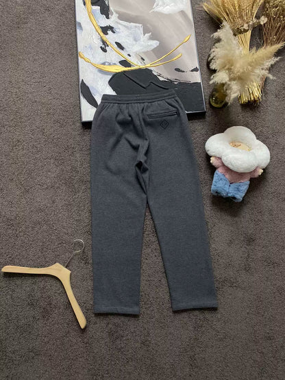 LP autumn and winter warm and comfortable straight drawstring men's casual velvet casual pants