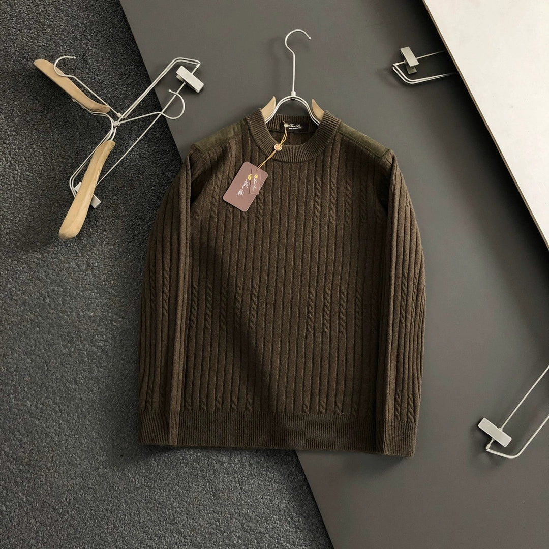 LP Italian Crew Neck Cardigan Men's Casual Versatile Long Sleeve Sweater