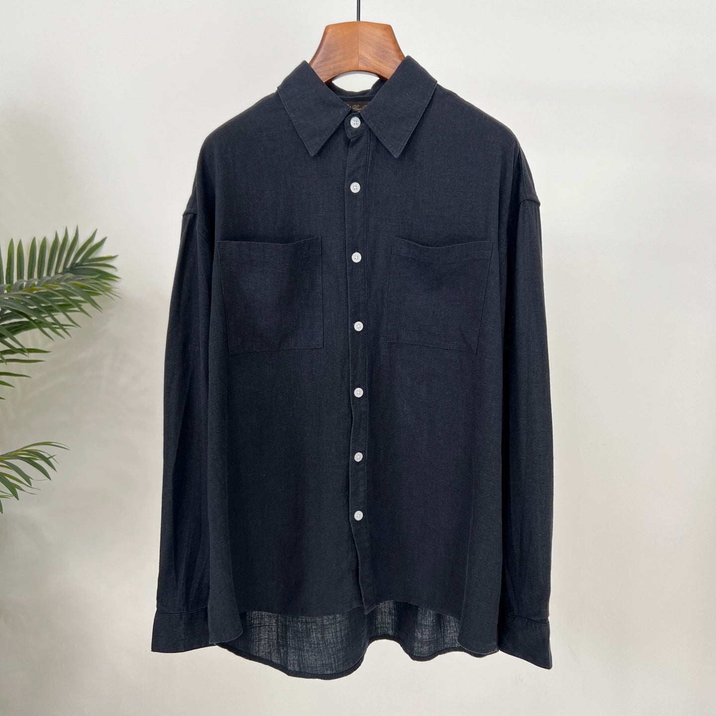 LP Italy 25ss solid color loose wide-footed linen pants lapel shirt men's casual suit