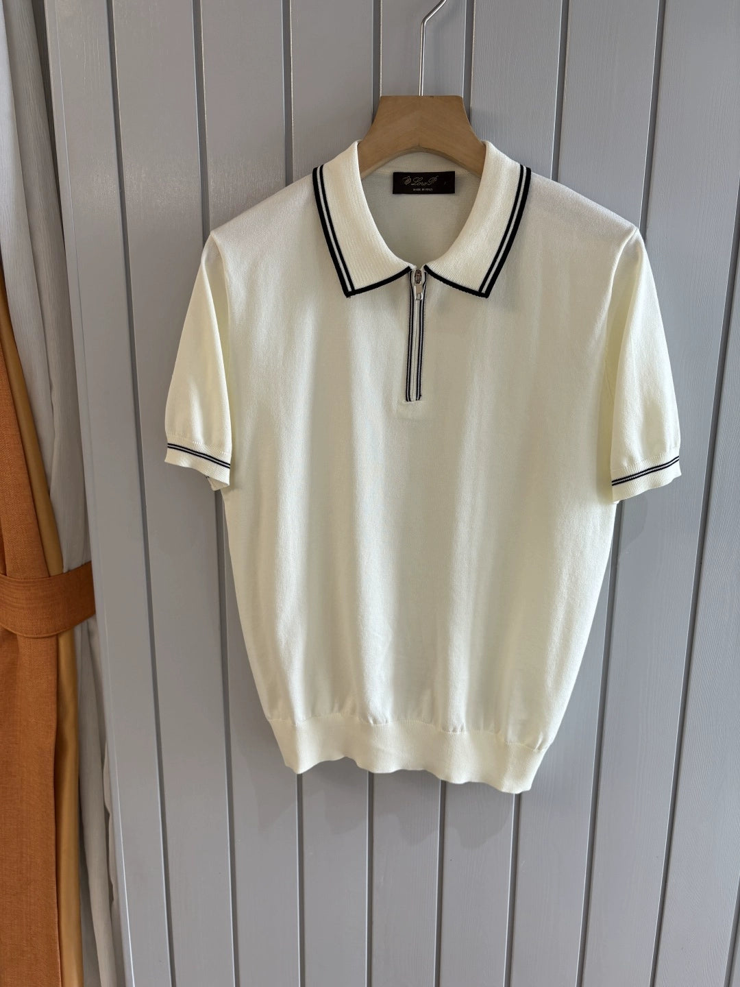 LP Italy 25ss lapel knitted sweater men's casual solid color polo shirt short sleeve