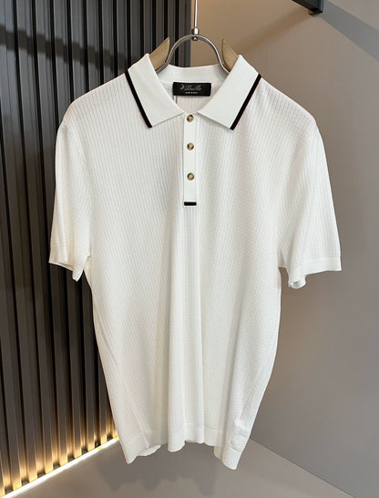 LP Italy 25SS Ilite lapel knitted sweater solid color casual short-sleeved polo shirt