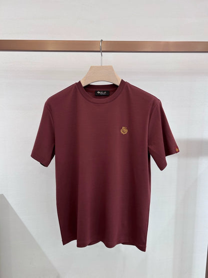 LP Italy 25ss Simple Cotton Comfortable Embroidered Crew Neck Bottom Shirt Men's Casual Short Sleeve T-Shirt
