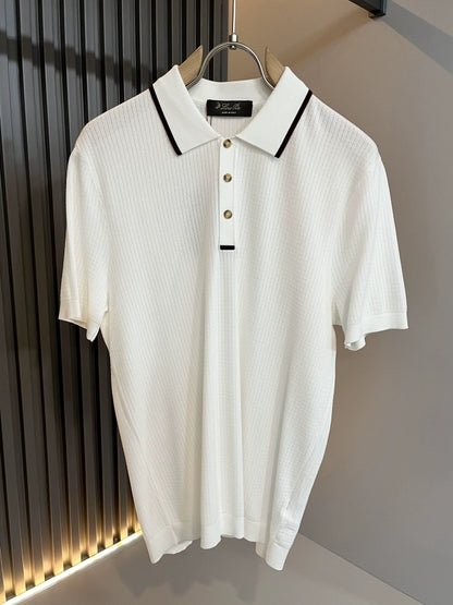 LP Italy 25SS Ilite lapel knitted sweater solid color casual short-sleeved polo shirt