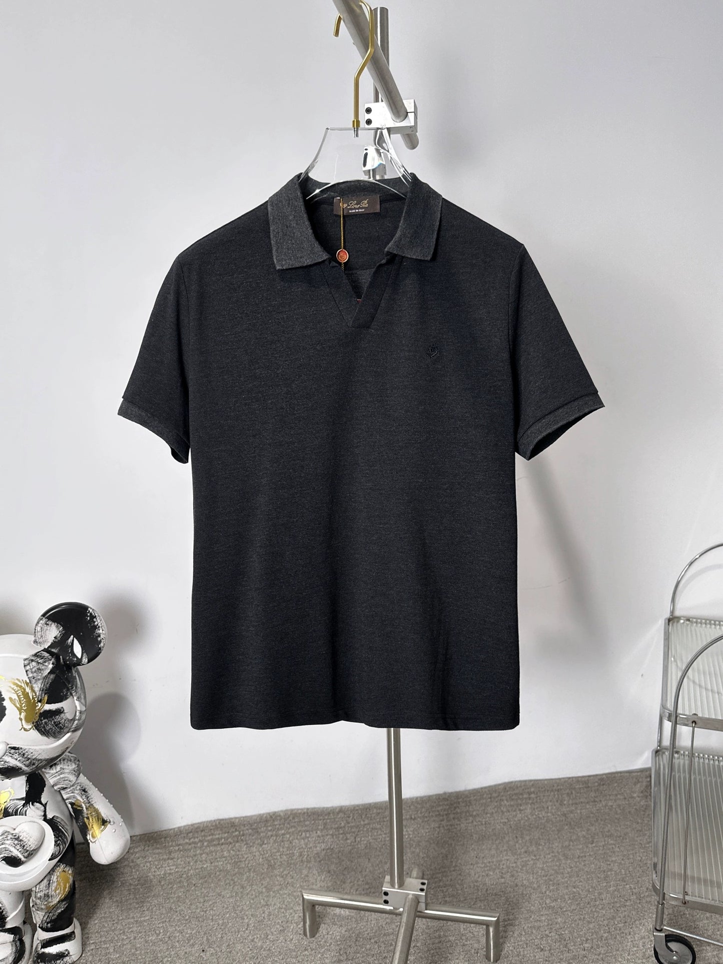 LP Italy 25ss business fashion comfortable men's casual V lapel polo shirt short sleeve